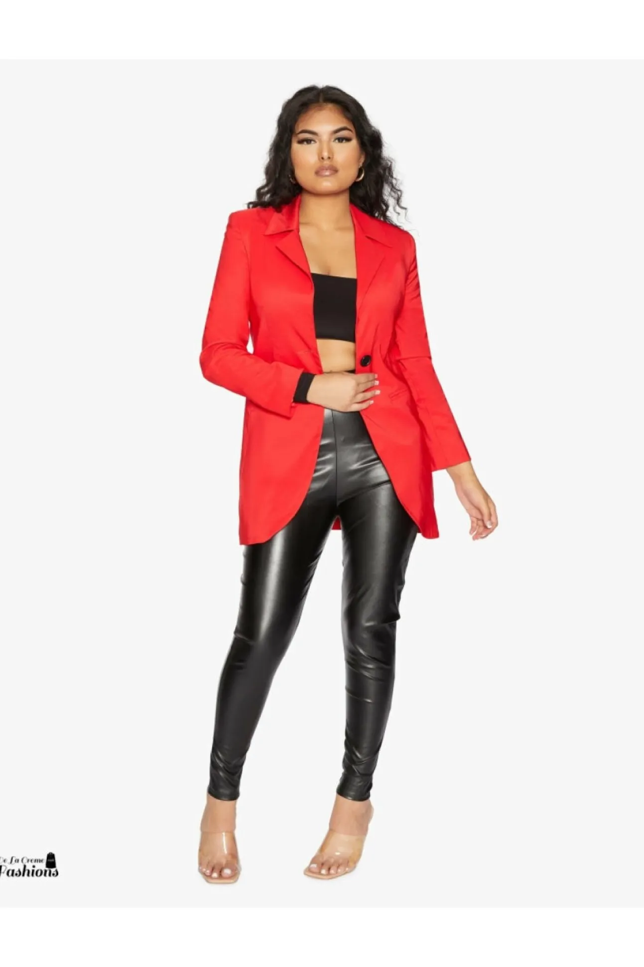 Women De La Creme Fashions Womens Curved Hem Longline Blazer