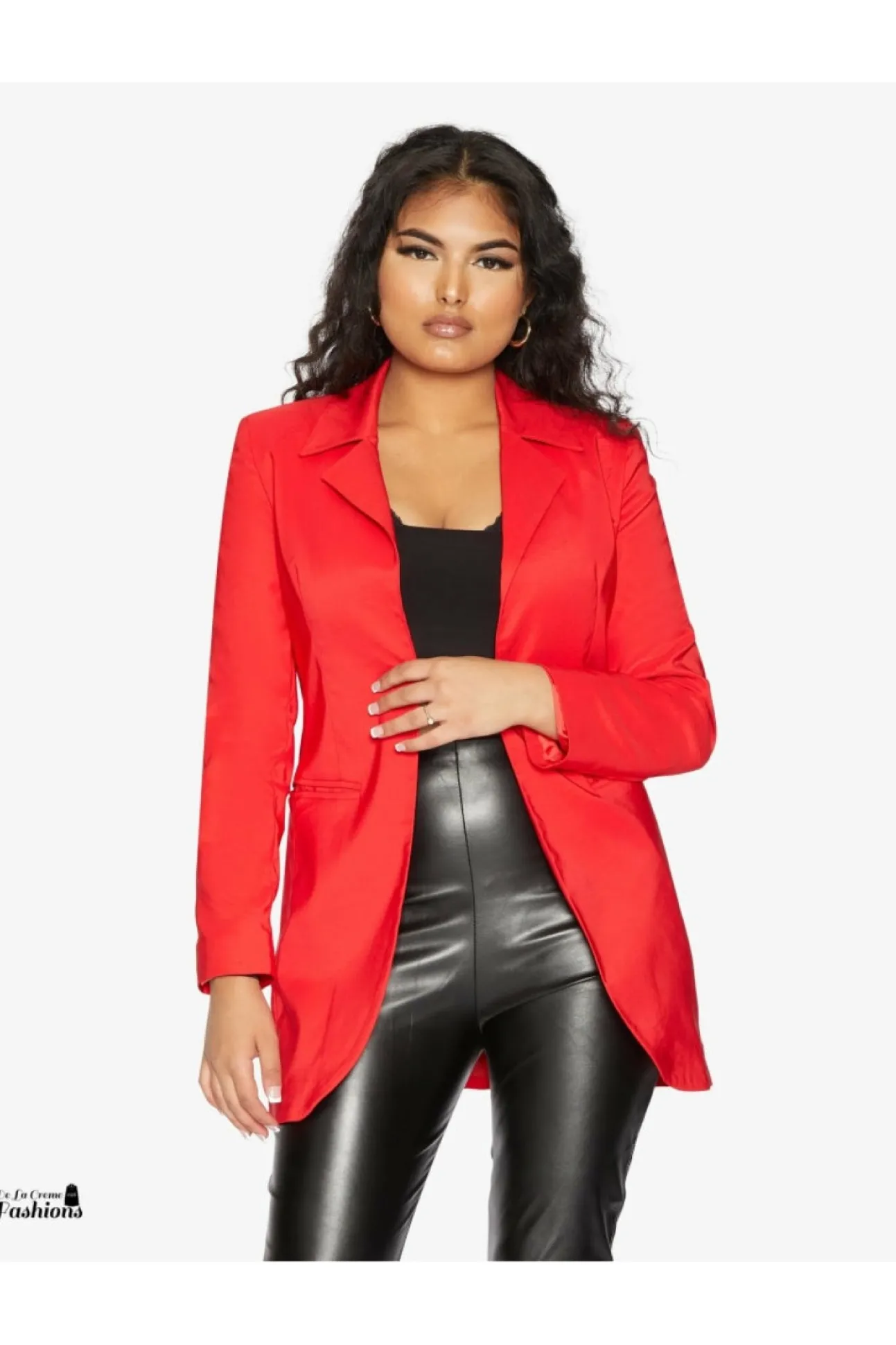 Women De La Creme Fashions Womens Curved Hem Longline Blazer