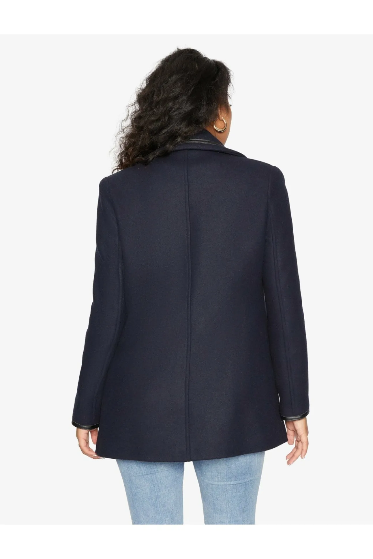 Women De La Creme Fashions Wool Blend Contrast Trim Coat