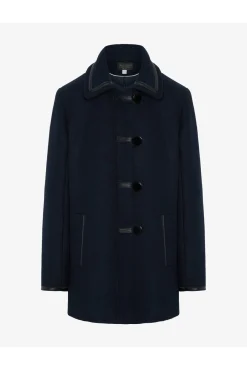 Women De La Creme Fashions Wool Blend Contrast Trim Coat