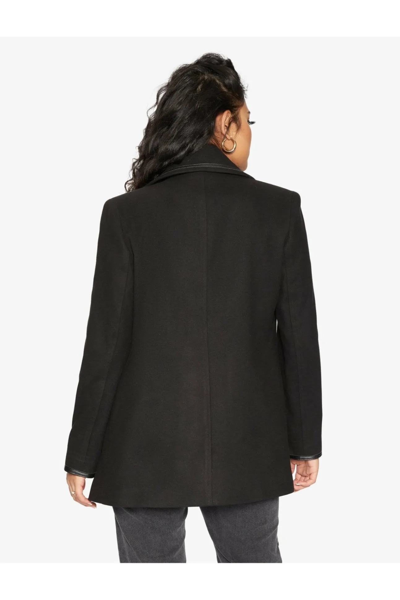 Women De La Creme Fashions Wool Blend Contrast Trim Coat