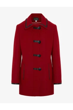 Women De La Creme Fashions Wool Blend Contrast Trim Coat