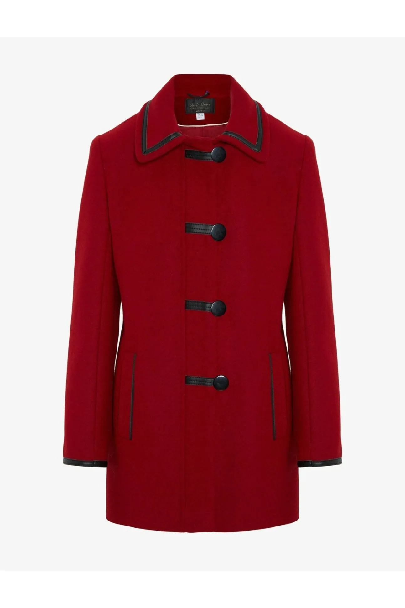 Women De La Creme Fashions Wool Blend Contrast Trim Coat