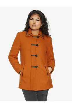 Women De La Creme Fashions Wool Blend Contrast Trim Coat
