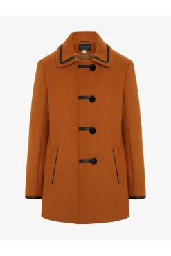 Women De La Creme Fashions Wool Blend Contrast Trim Coat