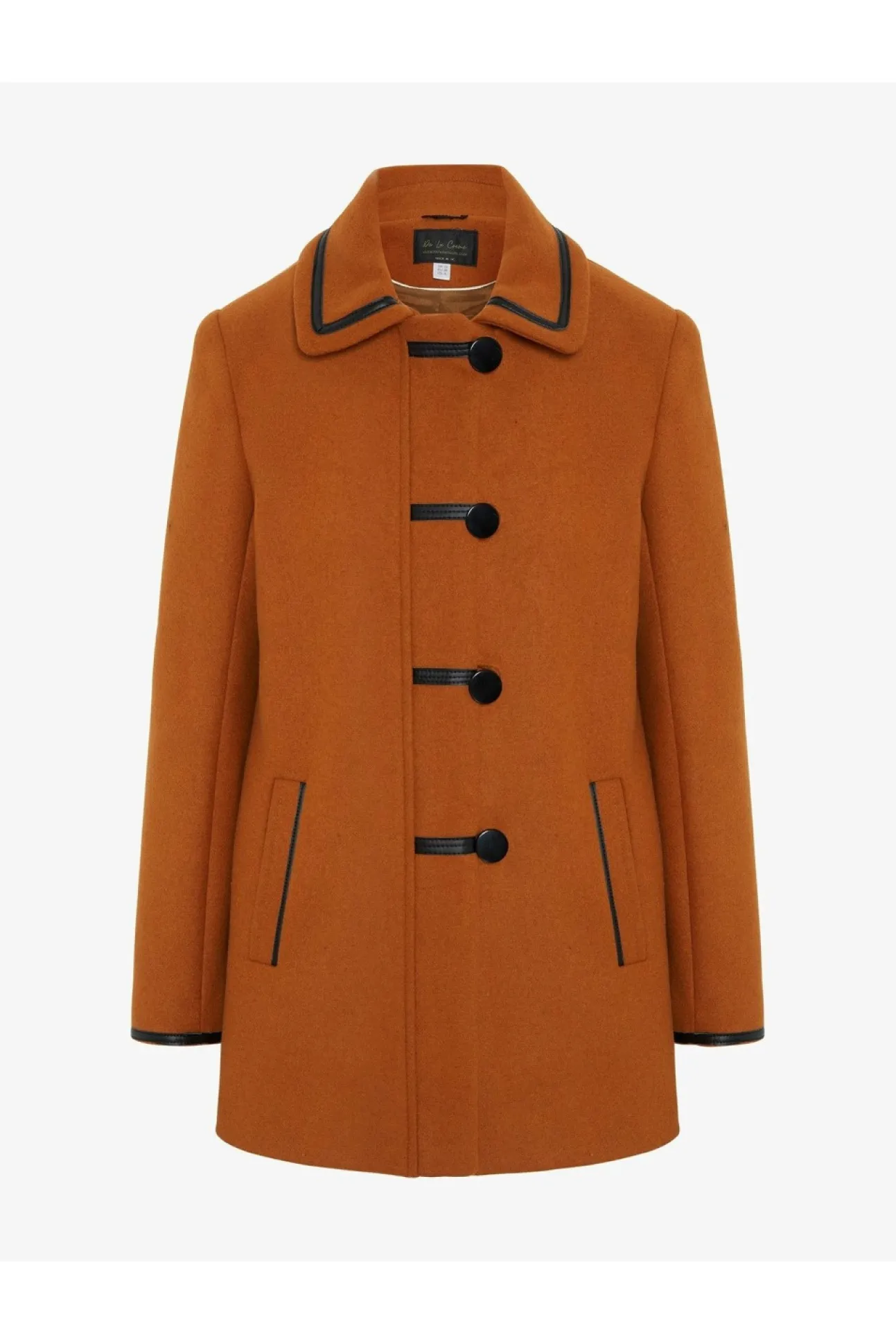 Women De La Creme Fashions Wool Blend Contrast Trim Coat