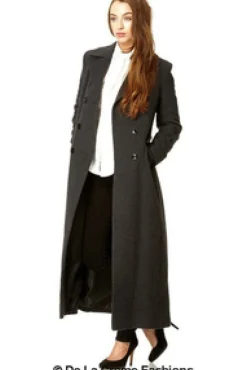 Women De La Creme Fashions Wool Blend Double Breasted Long Coat