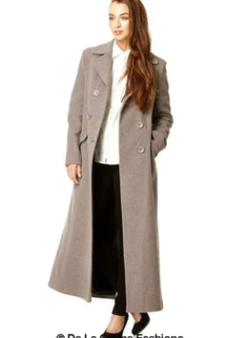 Women De La Creme Fashions Wool Blend Double Breasted Long Coat