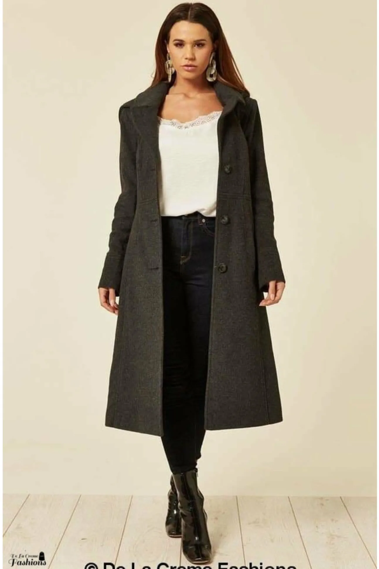 Women De La Creme Fashions Wool Blend Hooded Mid Length Coat