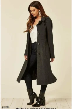 Women De La Creme Fashions Wool Blend Hooded Mid Length Coat