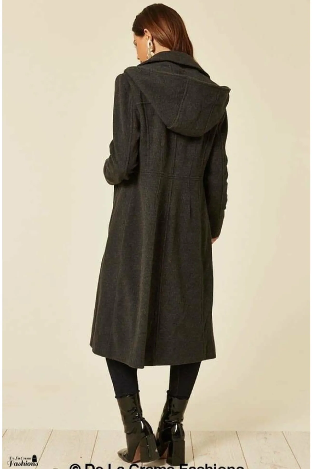 Women De La Creme Fashions Wool Blend Hooded Mid Length Coat