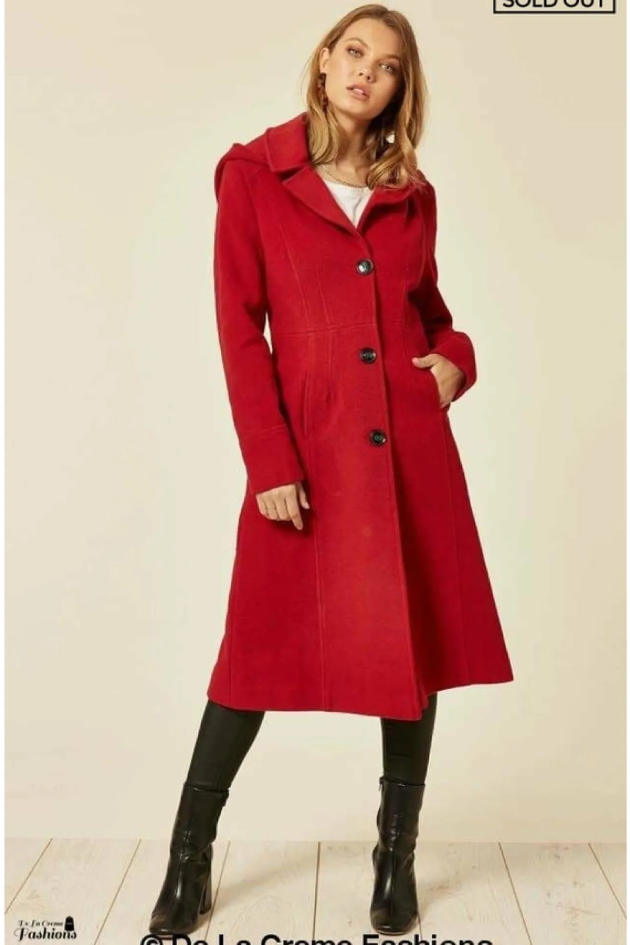 Women De La Creme Fashions Wool Blend Hooded Mid Length Coat