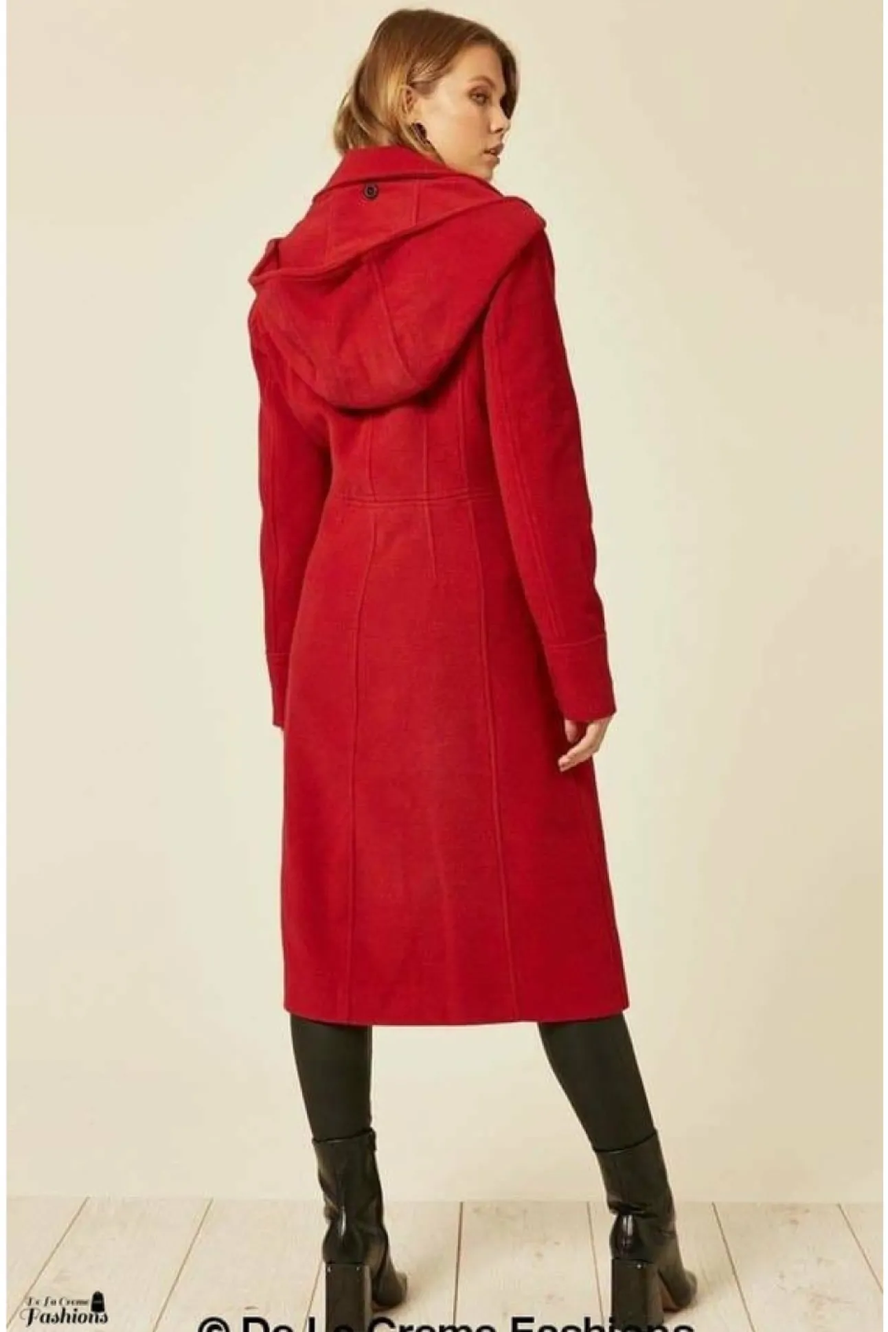 Women De La Creme Fashions Wool Blend Hooded Mid Length Coat