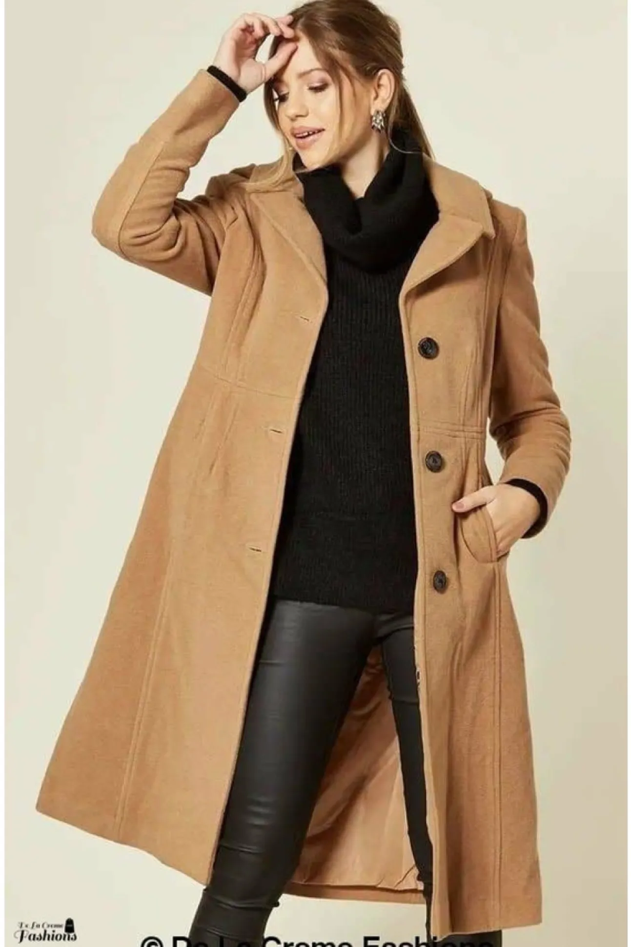 Women De La Creme Fashions Wool Blend Hooded Mid Length Coat
