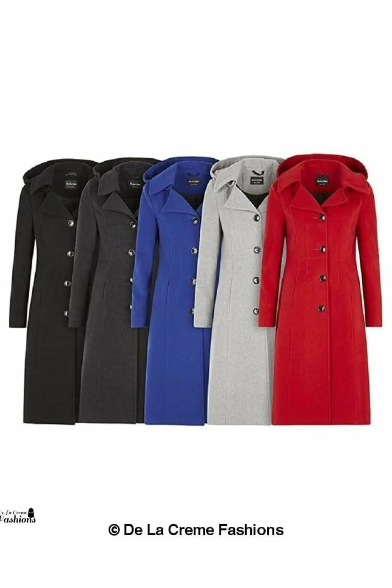 Women De La Creme Fashions Wool Blend Hooded Mid Length Coat