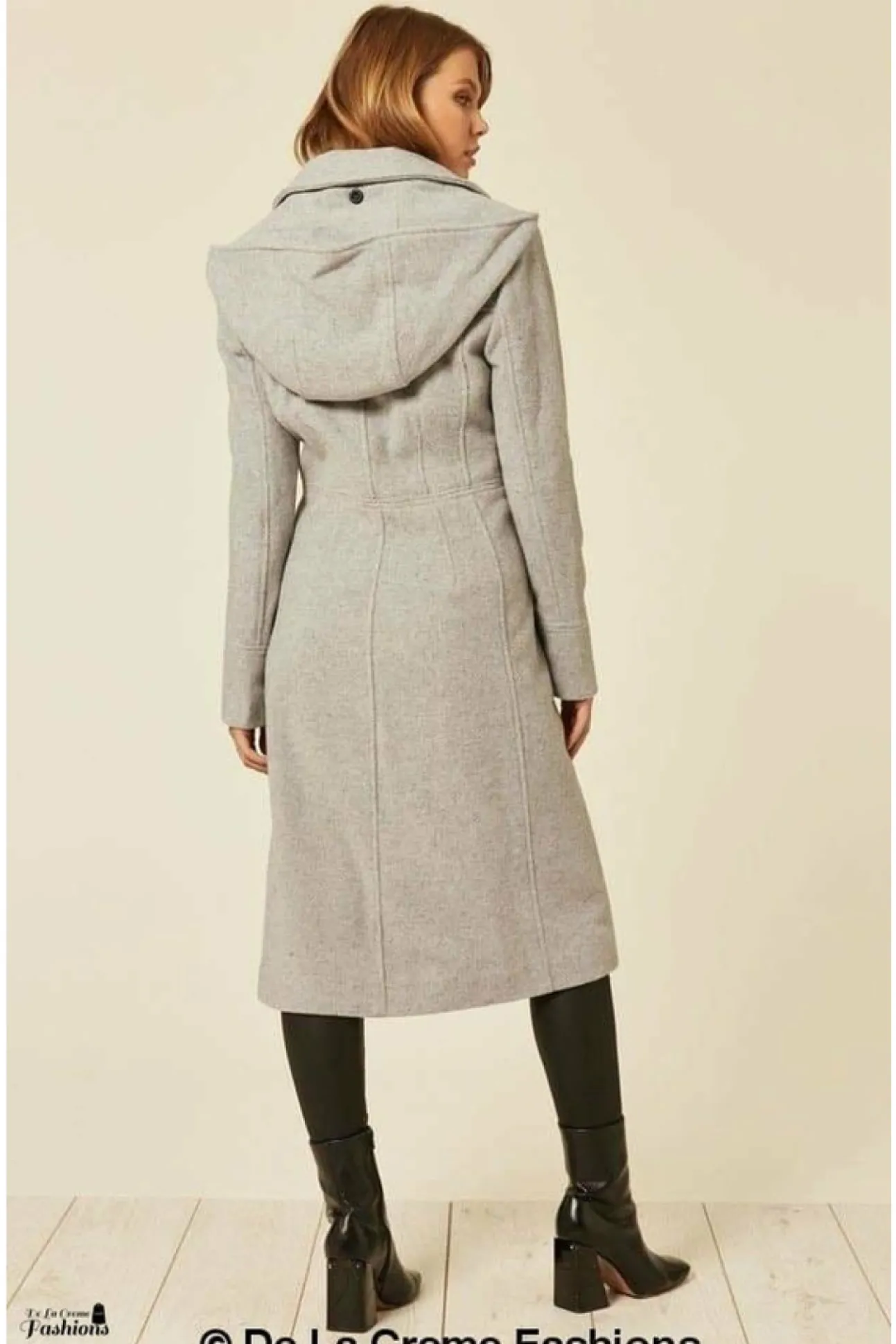 Women De La Creme Fashions Wool Blend Hooded Mid Length Coat