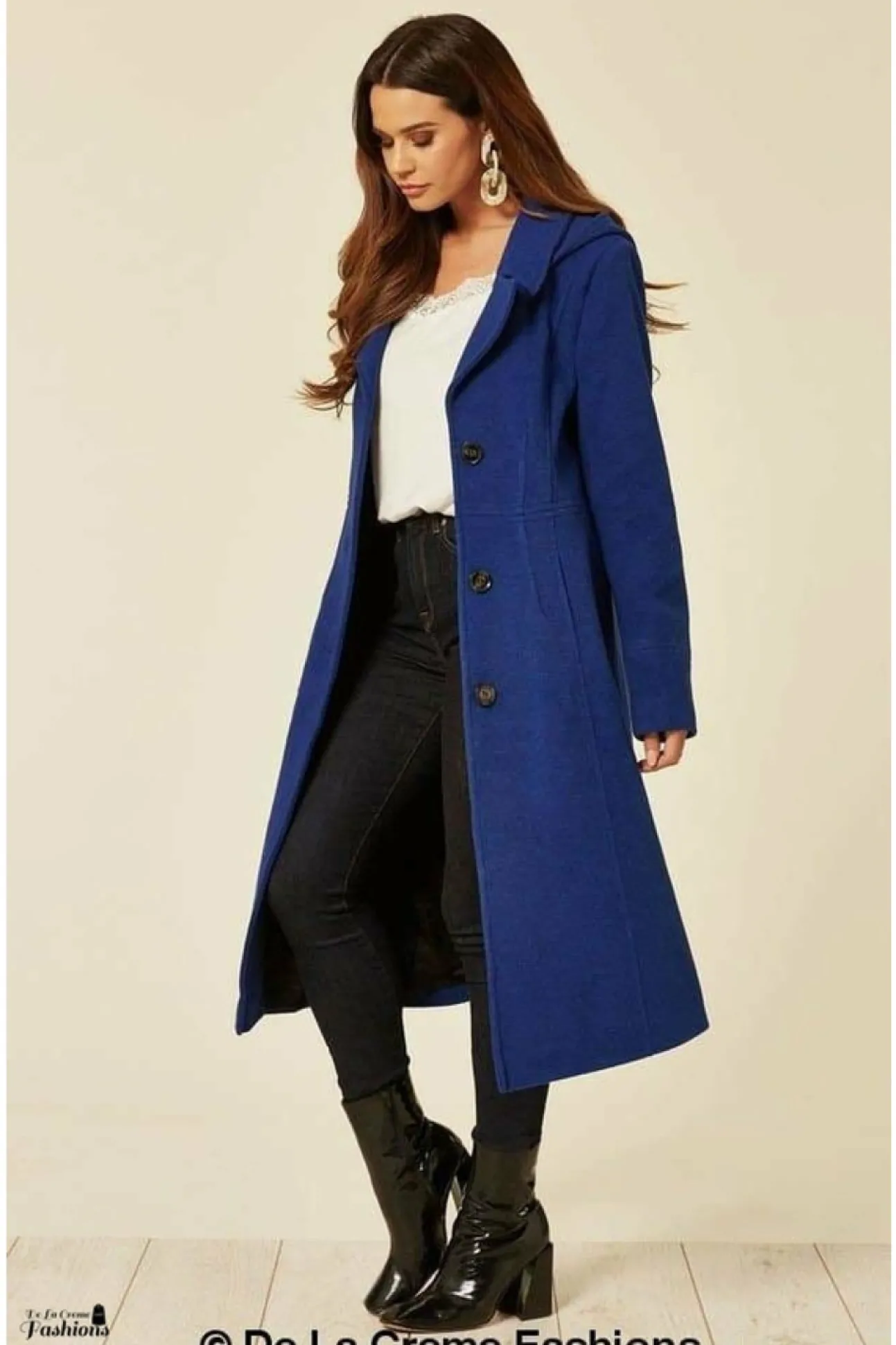 Women De La Creme Fashions Wool Blend Hooded Mid Length Coat