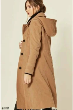 Women De La Creme Fashions Wool Blend Hooded Mid Length Coat