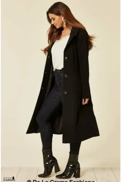 Women De La Creme Fashions Wool Blend Hooded Mid Length Coat
