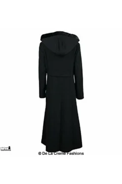 Women De La Creme Fashions Wool Blend Faux Fur Trim Hood Long Coat