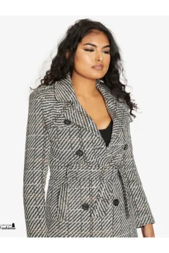 Women De La Creme Fashions Wool Blend Double Breast Military Coat