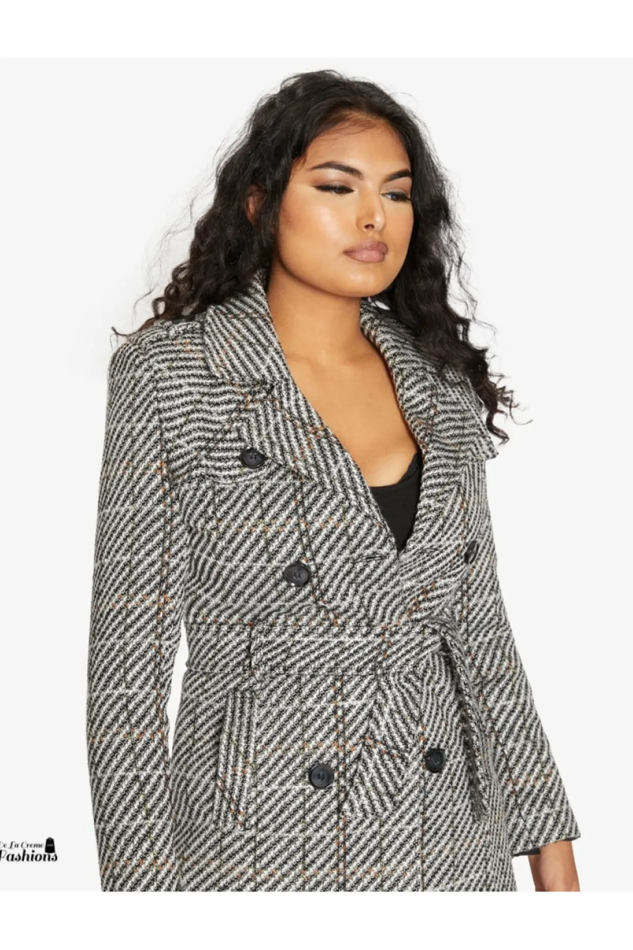 Women De La Creme Fashions Wool Blend Double Breast Military Coat