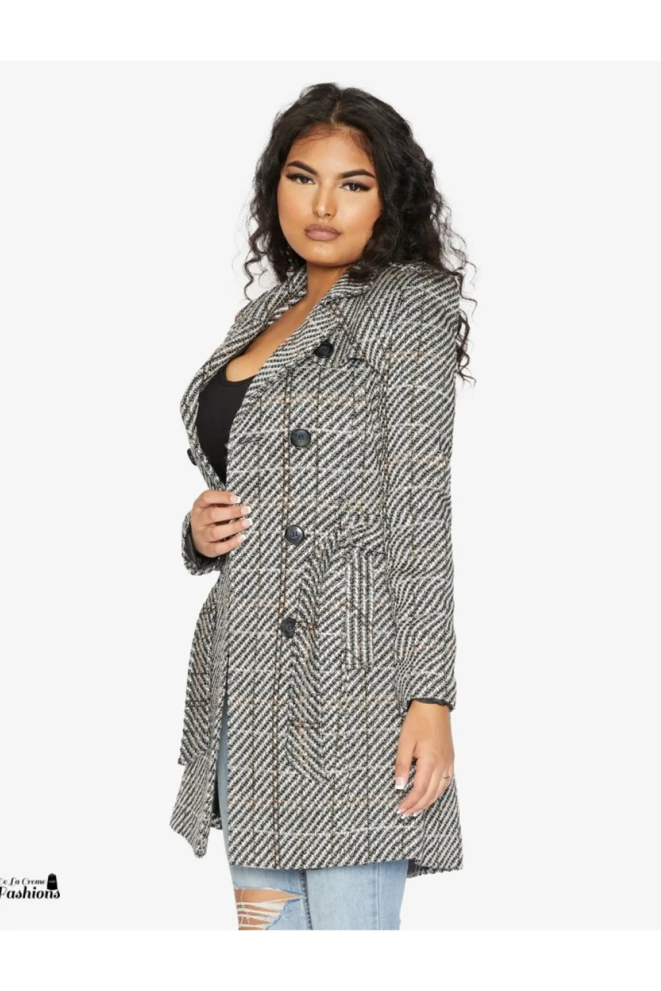 Women De La Creme Fashions Wool Blend Double Breast Military Coat