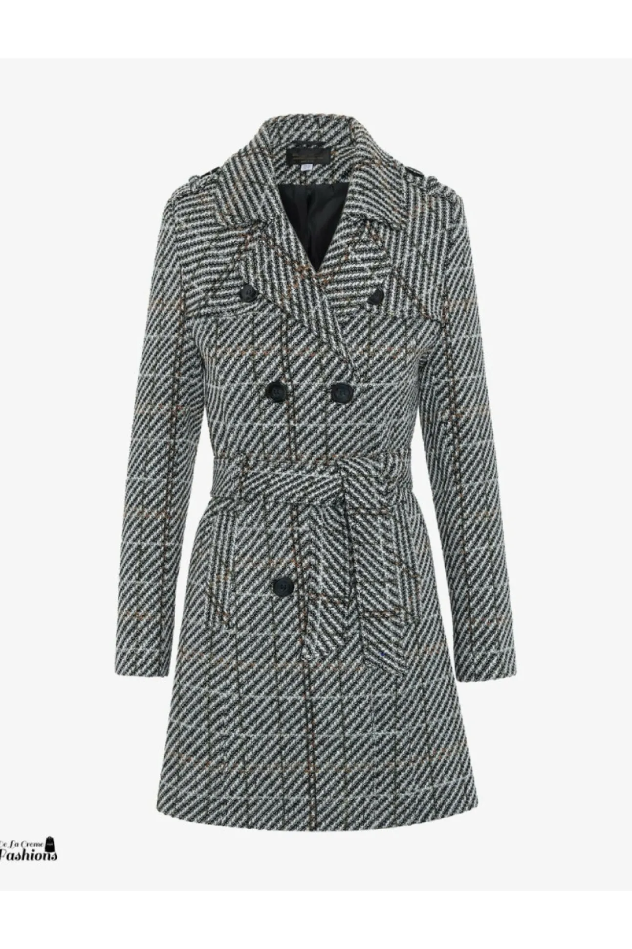 Women De La Creme Fashions Wool Blend Double Breast Military Coat