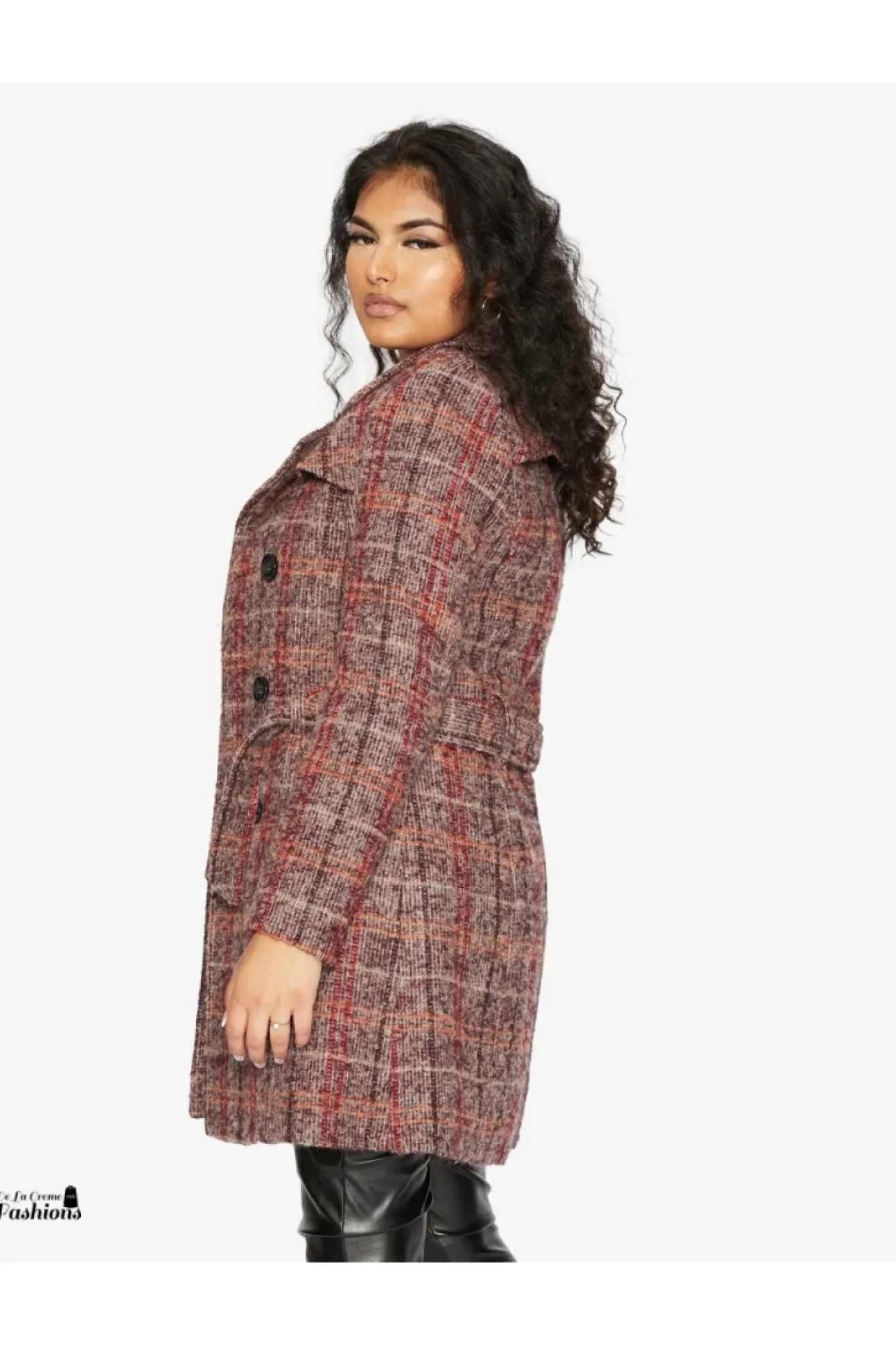Women De La Creme Fashions Wool Blend Double Breast Military Coat