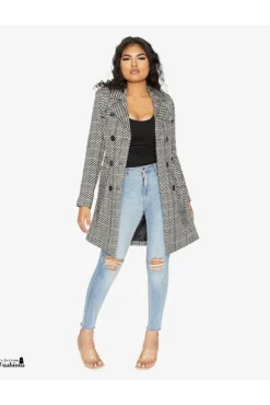 Women De La Creme Fashions Wool Blend Double Breast Military Coat