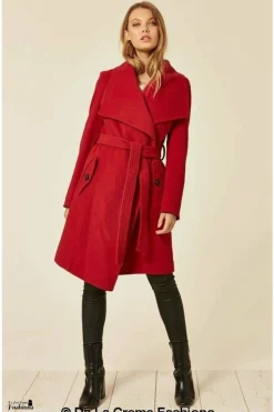 Women De La Creme Fashions Wool Blend Large Lapel Duster Coat
