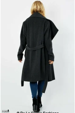 Women De La Creme Fashions Wool Blend Large Lapel Duster Coat