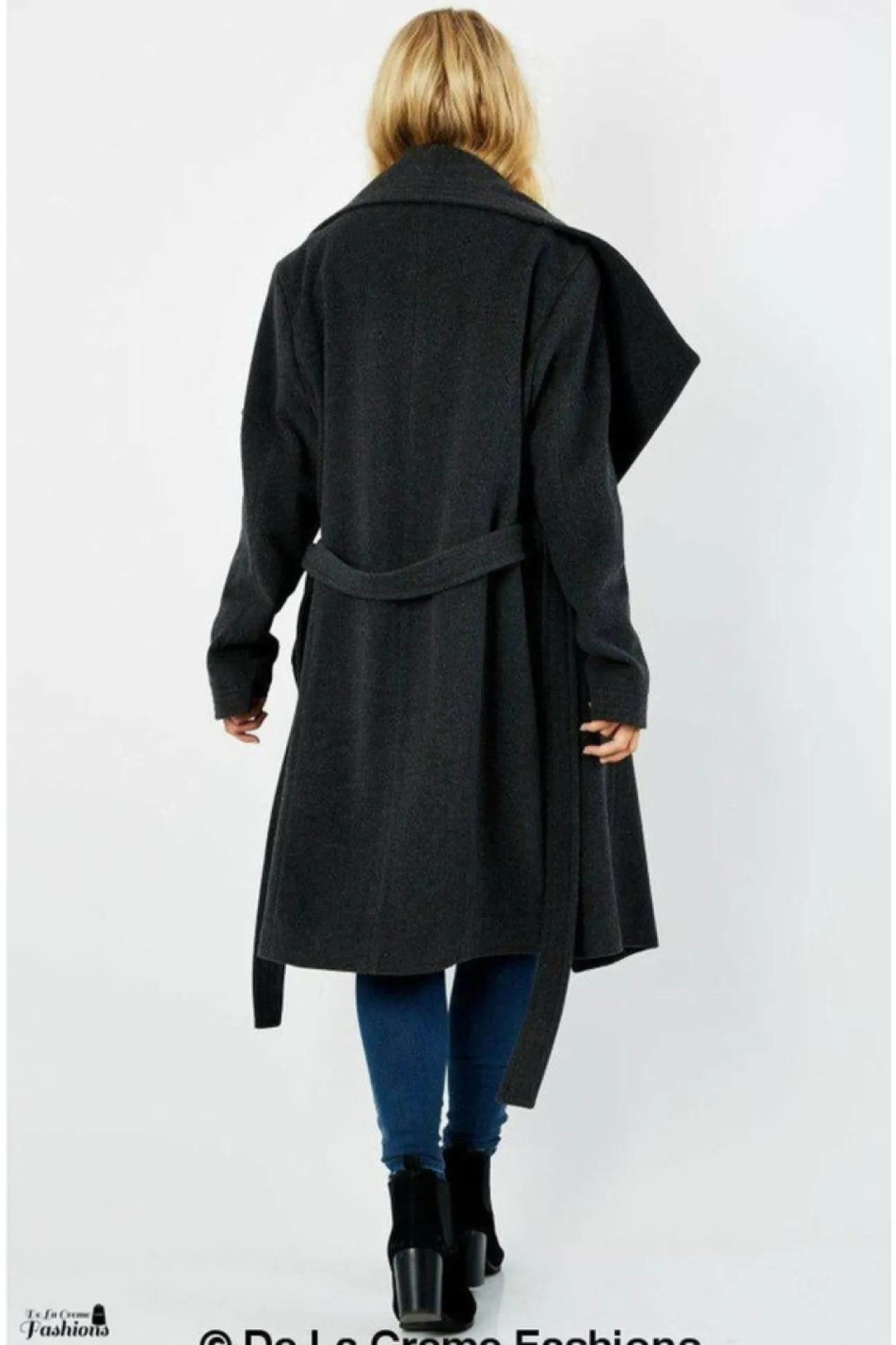 Women De La Creme Fashions Wool Blend Large Lapel Duster Coat