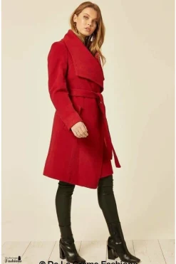 Women De La Creme Fashions Wool Blend Large Lapel Duster Coat