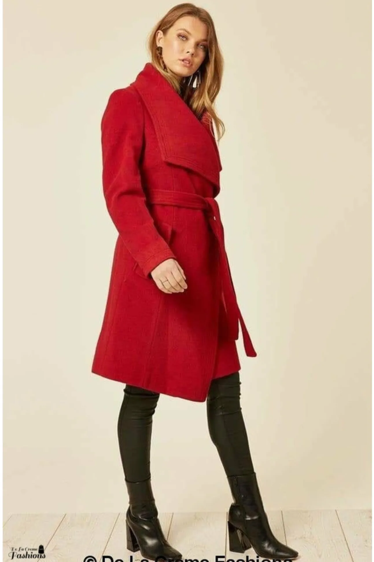 Women De La Creme Fashions Wool Blend Large Lapel Duster Coat