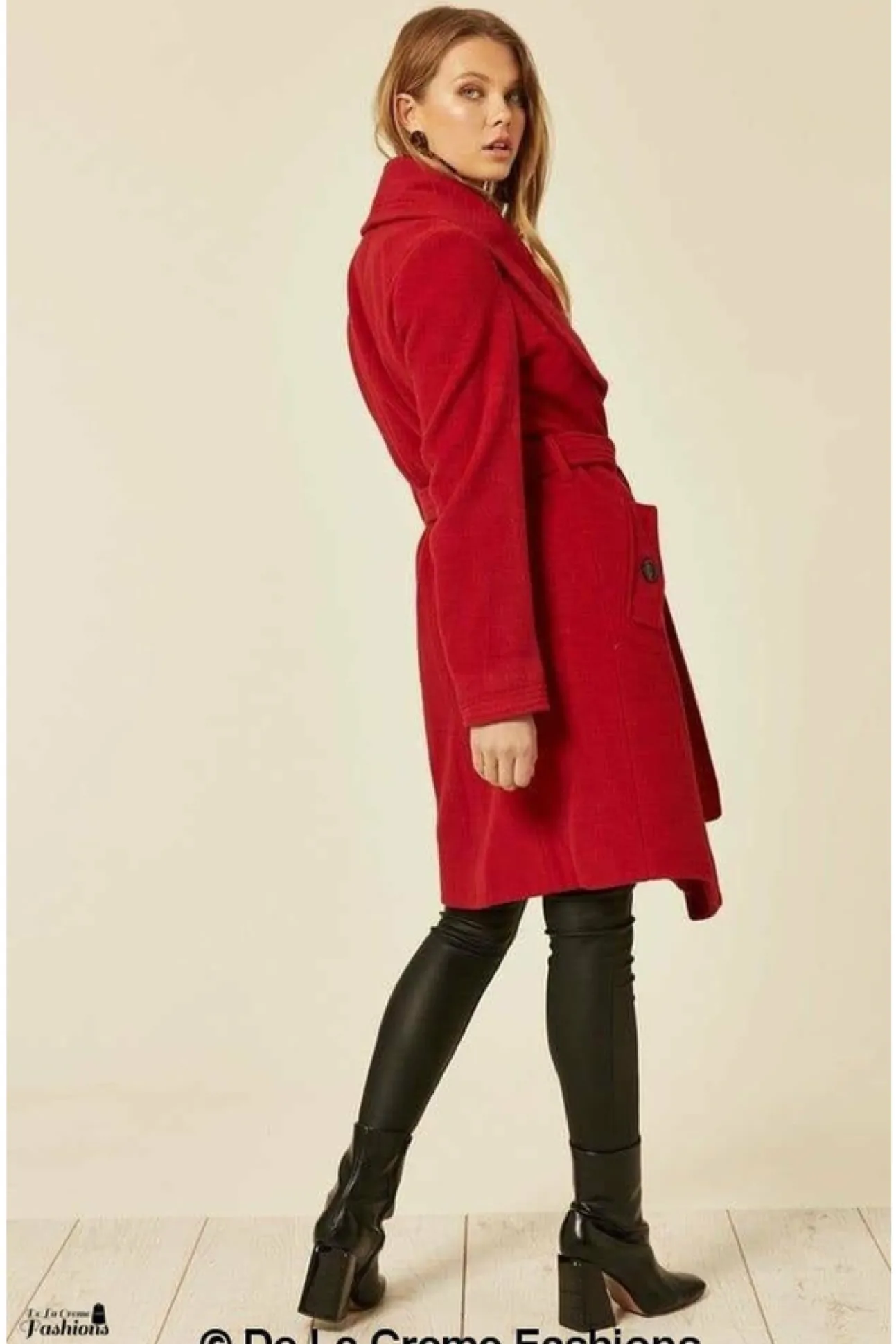 Women De La Creme Fashions Wool Blend Large Lapel Duster Coat