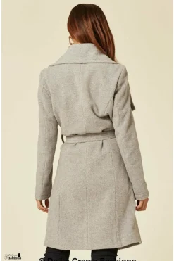 Women De La Creme Fashions Wool Blend Large Lapel Duster Coat