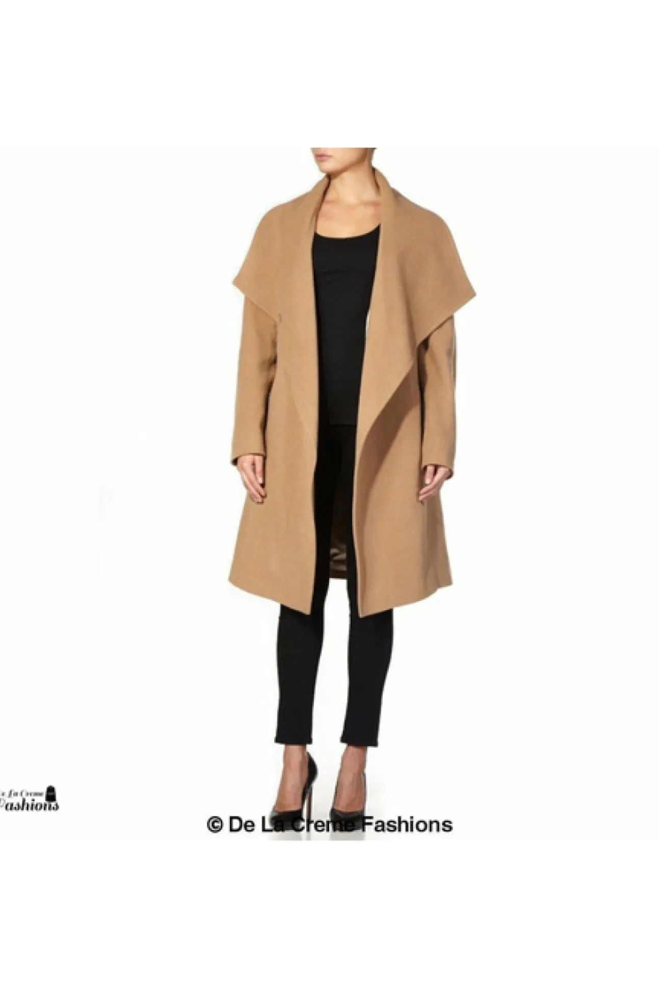 Women De La Creme Fashions Wool Blend Large Lapel Duster Coat
