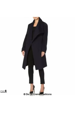 Women De La Creme Fashions Wool Blend Large Lapel Duster Coat