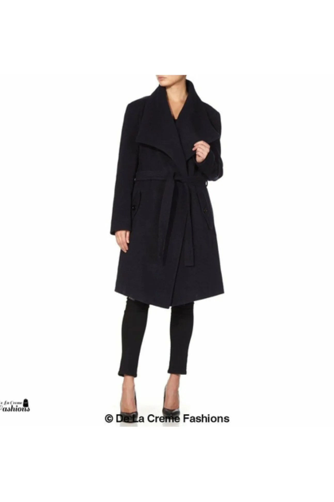 Women De La Creme Fashions Wool Blend Large Lapel Duster Coat