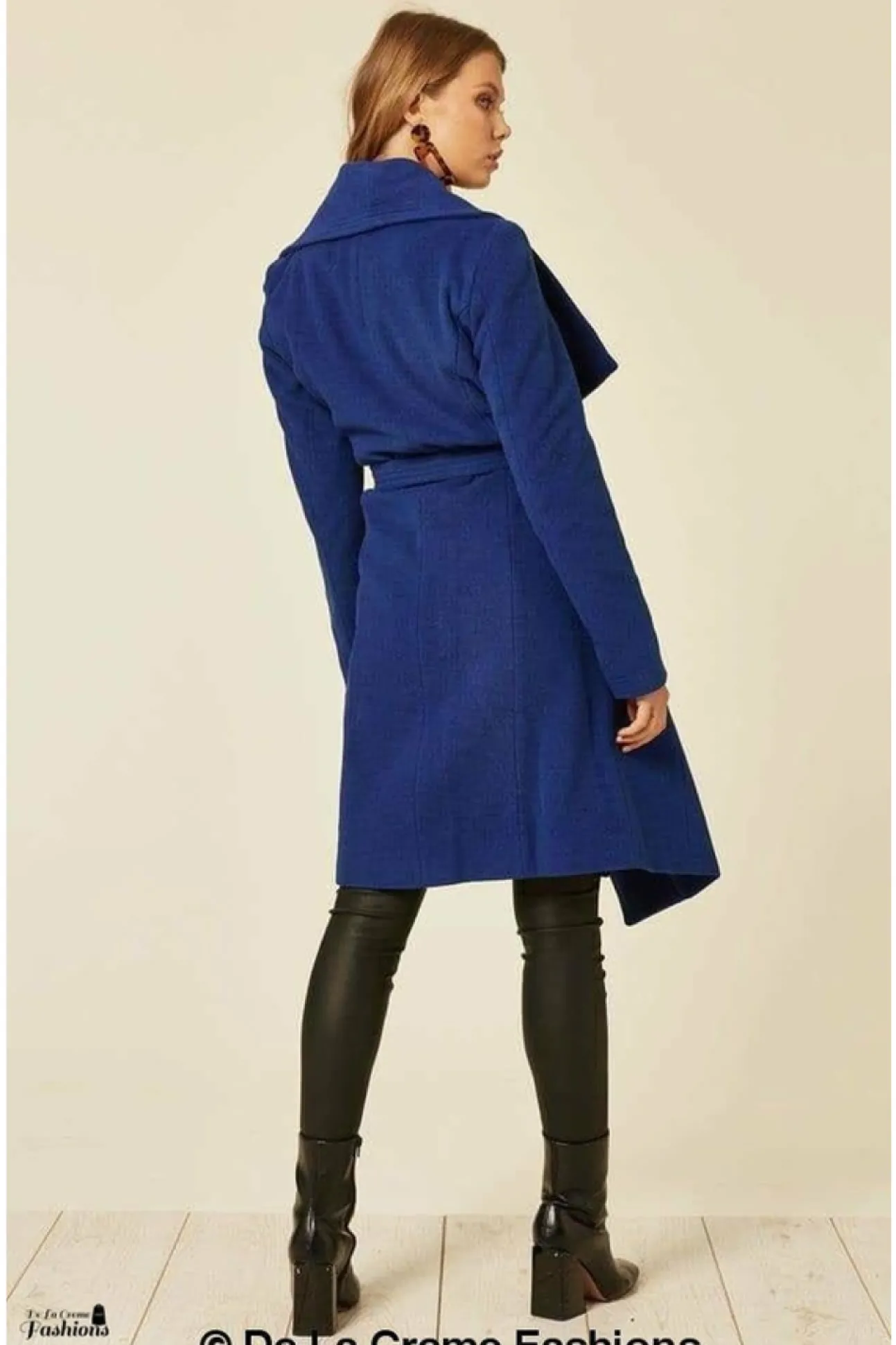 Women De La Creme Fashions Wool Blend Large Lapel Duster Coat