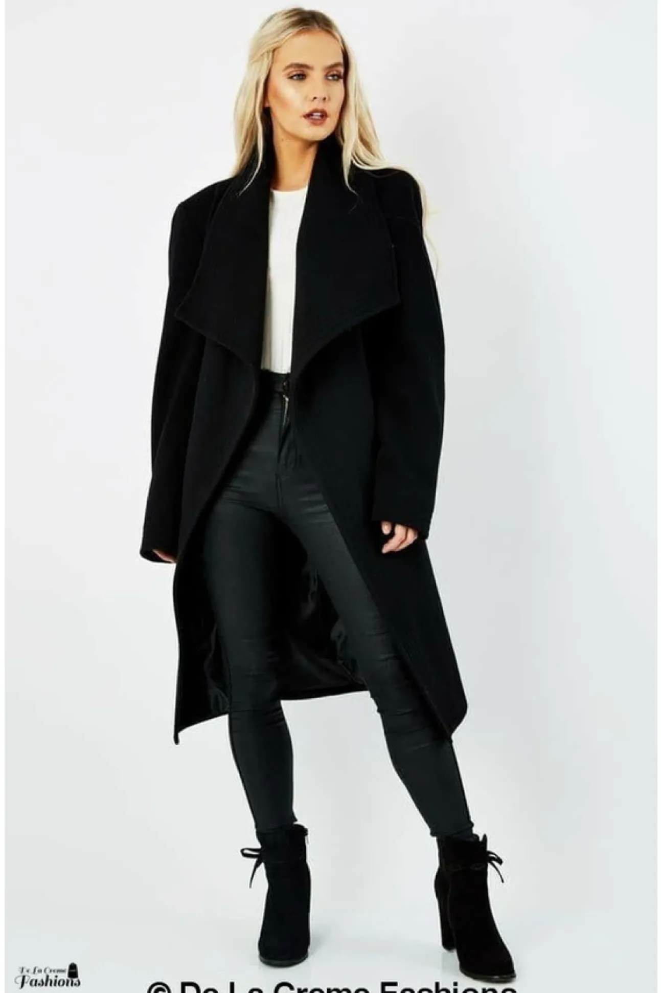 Women De La Creme Fashions Wool Blend Large Lapel Duster Coat