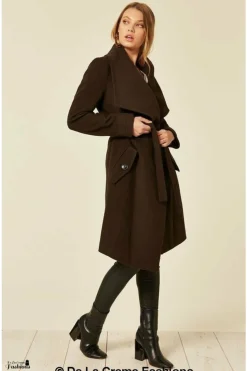 Women De La Creme Fashions Wool Blend Large Lapel Duster Coat