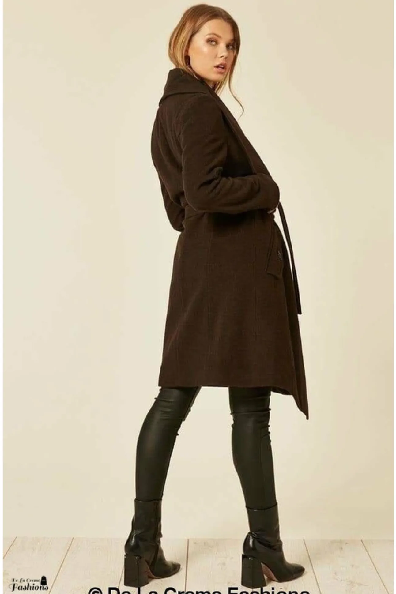 Women De La Creme Fashions Wool Blend Large Lapel Duster Coat