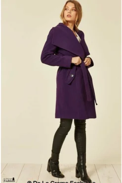 Women De La Creme Fashions Wool Blend Large Lapel Duster Coat