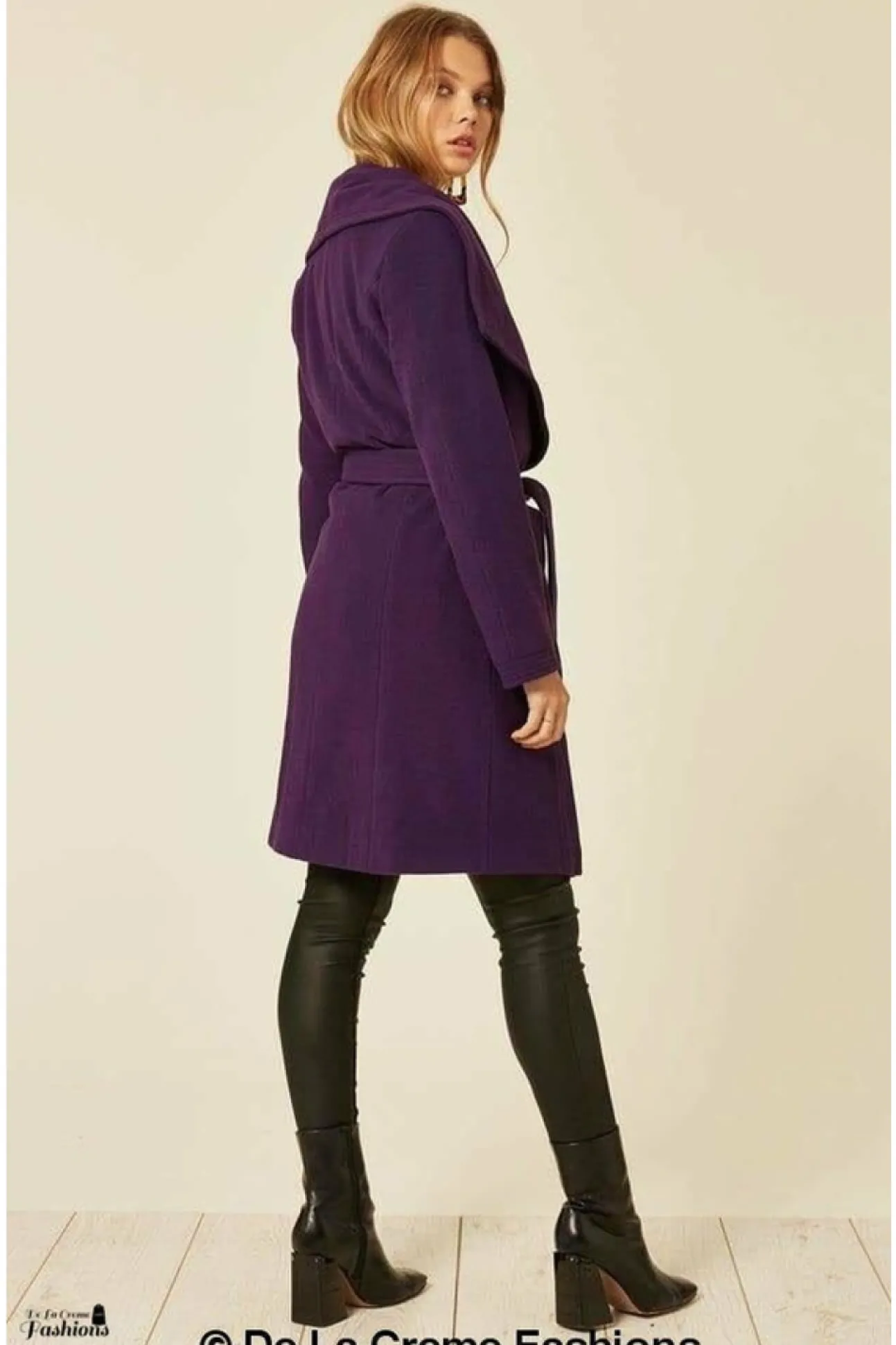 Women De La Creme Fashions Wool Blend Large Lapel Duster Coat