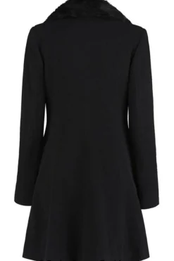 Women De La Creme Fashions Wool Blend Faux Fur Collar Midi Coat