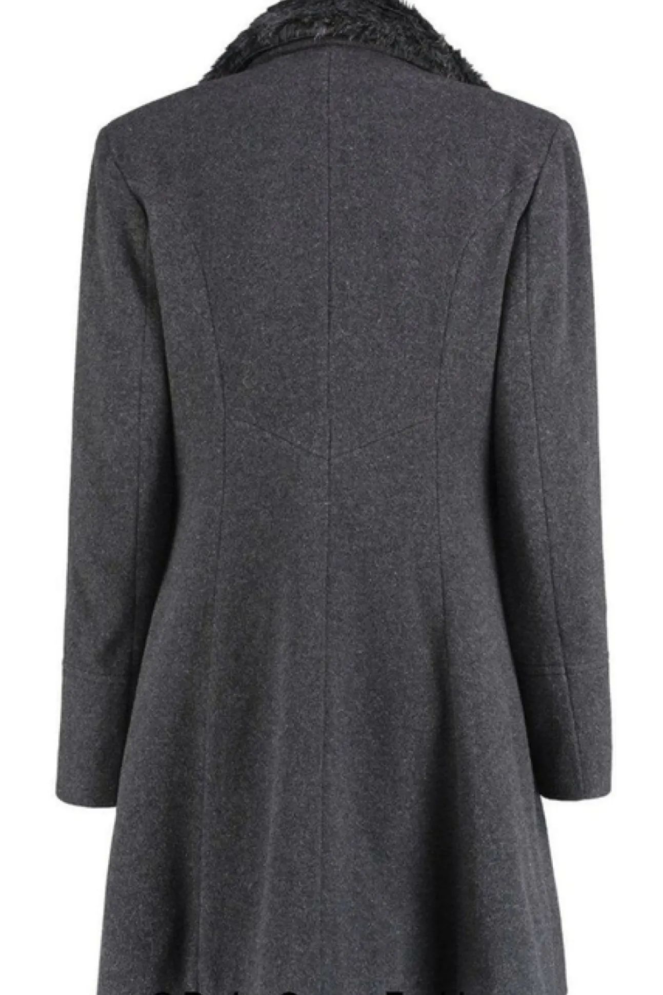 Women De La Creme Fashions Wool Blend Faux Fur Collar Midi Coat