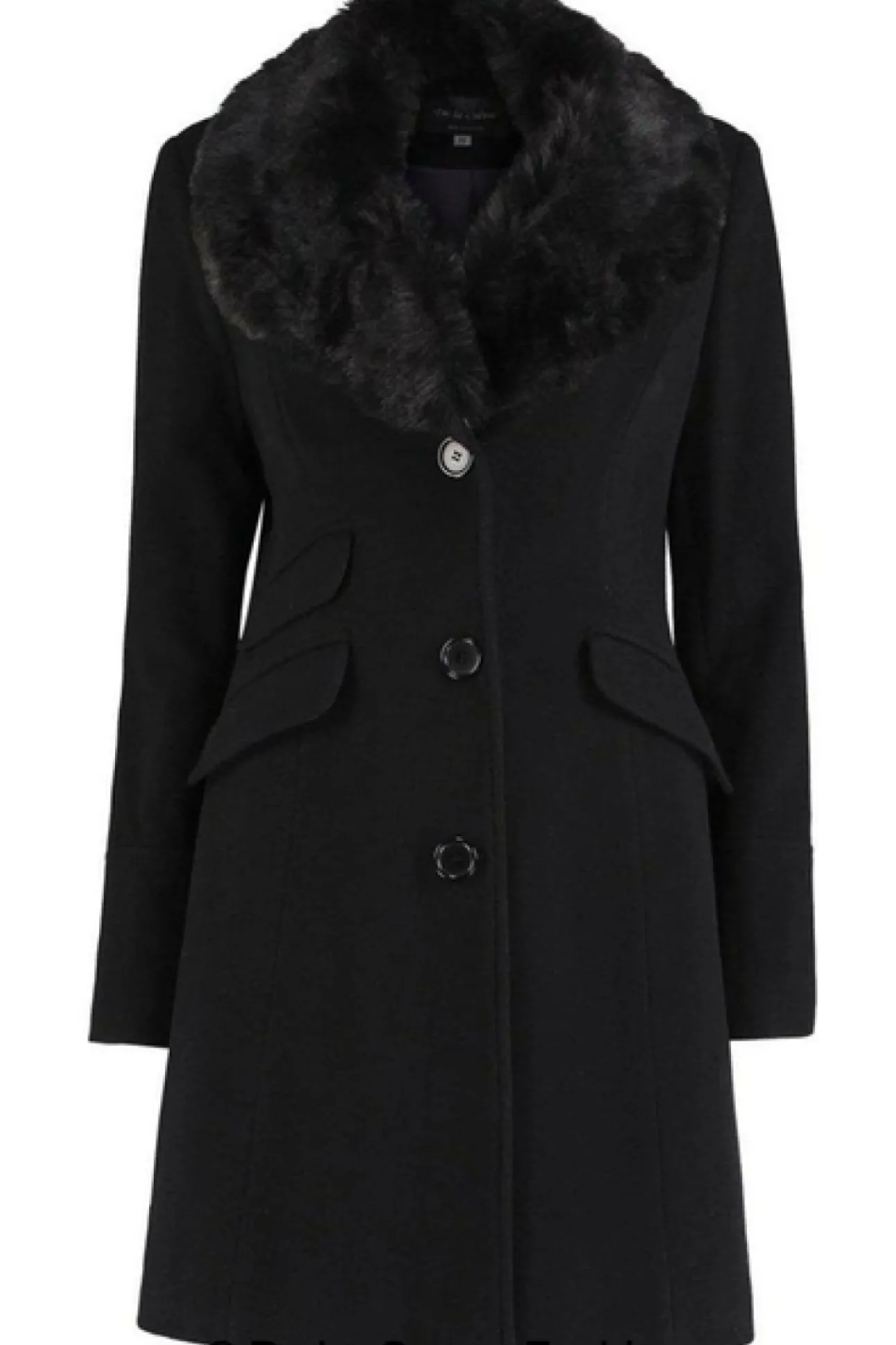 Women De La Creme Fashions Wool Blend Faux Fur Collar Midi Coat