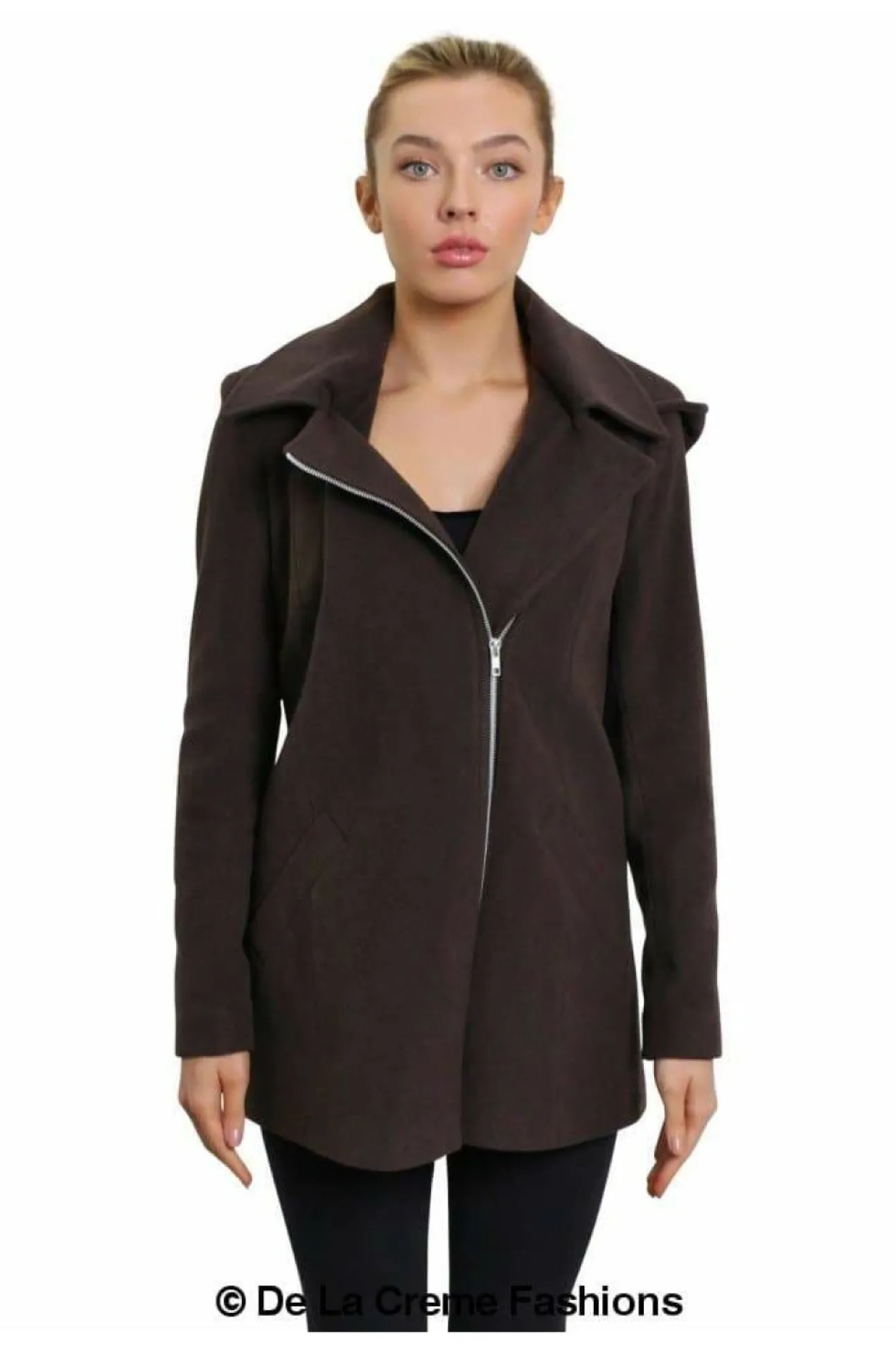 Women De La Creme Fashions Wool Blend Zip Up Hooded Coat
